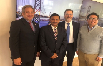 Consul General Dr. T.V. Nagendra Prasad addressed the Northern California District Export Council meeting on historic Klamath at Pier 9 in San Francisco to promote California-India trade. The talk on India-US relations was followed by a lively discussion. Consul General appreciated the presence of Ms. Teresa Cox, Council Member, City of Fremont, Ms. Emily Desai, US Commerce and other members. He thanked Chair Mr. David Socher and Director Rod Hirsch for the opportunity.