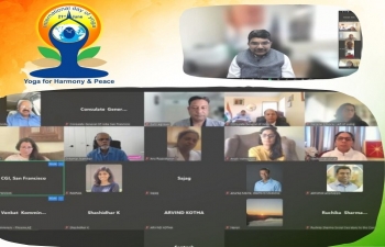 #IDY2024 Consul General, Dr. K. Srikar Reddy, chaired a highly productive video conference with leaders from prominent Yoga Institutions and members of the Indian Diaspora as Consulate prepares for a series of enriching Yoga sessions and events. 