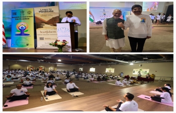 The Consulate General of India, in collaboration with Heartfulness, community partners FOG, and AIA,supporting partner SBI celebrated the 10th International Day of Yoga at Heartfulness Institute in Fremont.