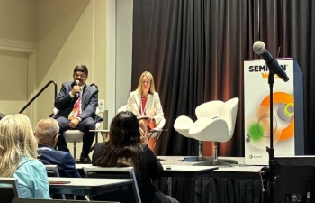 Consul General Dr. K. Srikar Reddy attended SEMICON West 2024 alongside Jennifer Boger, Director of the Office of Information and Communication Technologies from the U.S. Department of Commerce on July 9, 2024. At an event attended by over 100 participants, they engaged in a fireside chat about the Indian semiconductor market and its exciting opportunities. SEMICON WEST, held at the Moscone Center in San Francisco from July 9-11, gathered industry experts to discuss sustainability, supply chain management, workforce development, and more. Pictures Credit : Indica News