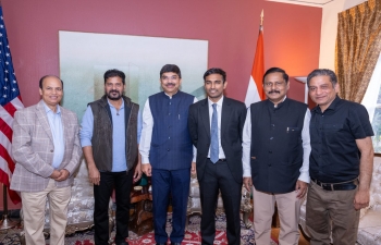 Consul General Dr. K. Srikar Reddy, along with Mrs. Prathima Reddy, had the honor of hosting a breakfast at India House in San Francisco for the Honorable Chief Minister of Telangana, Sri Anumula Revanth Reddy Garu.