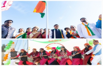 Consul General [CG] Dr. K. Srikar Reddy was honoured to participate in the first India Day parade in downtown San Jose organized by the Association of Indo Americans(AIA). 40+ floats by sub-organisations of AIA depicted culture of various states in India. After the parade, CG hoisted the Indian flag at the event that was attended by about 4000 persons, including 50 elected representatives from the Bay Area. San Jose Mayor Matt Mahan hoisted the US flag at the event.