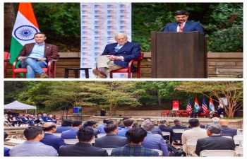 Consul General Dr.K.Srikar Reddy addressed the third India-U.S. Defense Acceleration Ecosystem Summit #INDUSXSummit2024, held on September 9, 2024, at @stanford in Palo Alto, California. He welcomed the participants and appreciated the significant progress made by INDUS-X in 15 months, fostering defense innovation and strengthening ties between the U.S. and Indian defense ecosystems. CG Dr. Reddy also interacted with startups from both countries pioneering innovation to solve joint defence challenges.