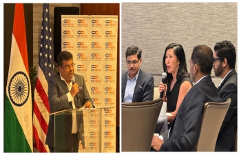 Consul General Dr. K. Srikar Reddy delivered a key note address at the inaugural session of the 7th edition of the US-India Conference, co-hosted by All India Management Association [@aimaindia] and UC, Santa Cruz @ucsc Silicon Valley Campus. The conference, which focused on 'India & US: Trade-linked, Tech-Driven, Trust-Based' partnerships, brought together industry leaders and experts to explore opportunities for economic and technological cooperation. Dr. Reddy highlighted the recent initiatives to strengthen economic, commercial, and technological partnerships between India and the US, especially under the initiative for Critical and Emerging Technology [iCET] and Indo-Pacific Economic Framework for Prosperity [IPEF]. Mr Sunil Kant Munjal, Chairman, AIMA International & Chairman, The Hero Enterprise; Ms Cynthia Larive, Chancellor, @ucsc; @galinahale_ucsc; and Ms Rekha Sethi, Director General, AIMA were other prominent speakers at the inaugural session. The event was graced with emin