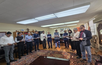 The Consulate General of India, San Francisco, observed Vigilance Awareness Week by taking the Integrity Pledge, led by Consul General Dr. K. Srikar Reddy. All consulate officers reaffirmed their commitment to ethical conduct, transparency, and accountability in every aspect of their work, reflecting a shared dedication to fostering a culture of integrity for the nation’s prosperity.